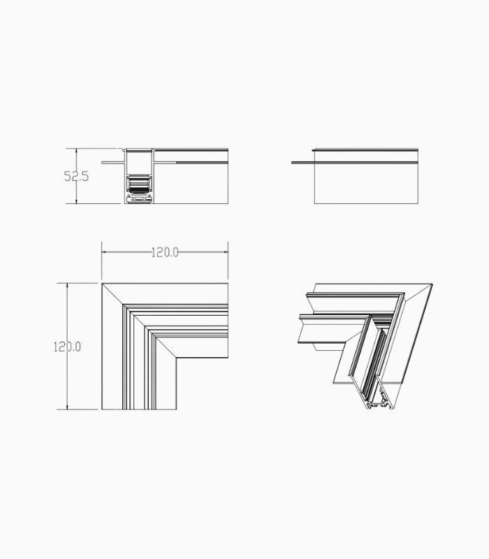 Magnus Recessed Track L Corner